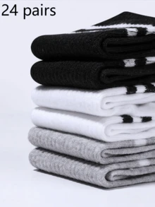 1/3/6/8/10/20 pares de calcetines a media pierna a rayas unisex, suaves y transpirables para uso casual y de negocios, diseño de estilo tiburón, adecuados para deportes, otoño/invierno, regalo del Día de la Madre, vuelta al colegio, calcetines a media pierna de unicolor y a rayas neutros, con borlas para hombres, adecuados para el hogar, actividades al aire libre, calcetines casuales a media pierna, otoño