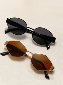 4 pièces / 3 pièces / 2 pièces / 1 pièce Lunettes de mode ovales en métal de style rétro européen et américain, lunettes en forme de diamant, lunettes semi-circulaires, style rétro populaire et polyvalent, convenant aux hommes et aux femmes, pour les vacances, les loisirs, les accessoires de plage, l'utilisation quotidienne et les activités de plein air pour les vacances d'été à la plage, les sorties, les voyages