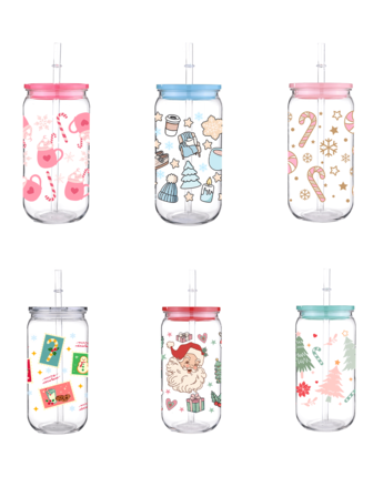 1pc Christmas Tree Book 3D Printed Transfer Plastic 16oz Cups With Straw And Lid Merry Christmas Holly Cow Candy Cane UV DTF Printed Outdoor Water Bottles Snowman Personalized Creative Milk Cup Cups For Daily