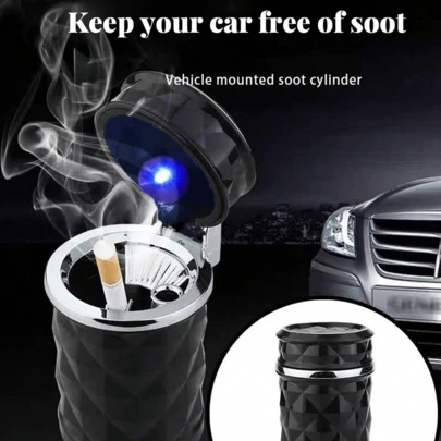 汽車帶蓋led煙灰缸,創意個性化設計,多功能,高端汽車配件