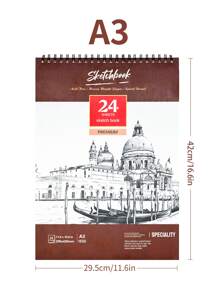 دفتر رسم سبيرال مقوى 1 قطعة، دفتر رسم مائي سميك مقوى 24 ورقة (78 رطل/160 جم/م2) A3/A4/A5، ورق رسم فني خالي من الحمض مناسب للرسم والرسم بالألوان المائية للبالغين والفنانين المبتدئين، هدية عيد الأم، لوازم مدرسية
