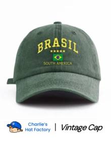 1pc Brazil Printed Washed Baseball Cap, Classic & Fashionable, Soft Sweatband, Adjustable Size, Lightweight Sun Protection, Versatile Classic Style, Suitable For Outdoor Sports, Football Matches, Daily Wear, Parties & Vacations, Perfect Gift For Friends And Family