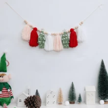 1 Peça Guirlanda de Borla Fofa de Natal em Rosa, Vermelho, Verde, Branco, Adequada para Decoração de Natal, Vitrine, Decoração de Quarto