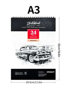 دفتر رسم سبيرال مقوى 1 قطعة، دفتر رسم مائي سميك مقوى 24 ورقة (78 رطل/160 جم/م2) A3/A4/A5، ورق رسم فني خالي من الحمض مناسب للرسم والرسم بالألوان المائية للبالغين والفنانين المبتدئين، هدية عيد الأم، لوازم مدرسية