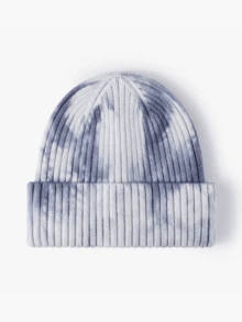 1pc Men's Autumn/Winter Personalized Tie-Dye Knit Hat, Warm Ear Protection Outdoor Hiphop Beanie, Fashionable Unisex Knitted Cap