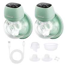 Ebinal Wearable Breast Pump Hands Free Of Longer Battery Life & LED Display, Portable Electric Breast Pump With 3 Modes 9 Levels & Low Noise, Green - 綠色 - 查看 10