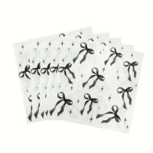 20pcs Black Bow Printed Disposable Paper Napkins - Multicolor - View 5