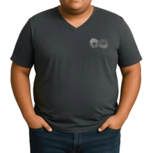 Men's Basic Plus Size T-Shirt Sizes P To G8 Viscolycra Mesh Fabric With V-Neckline And Infinite Stones - 查看 1