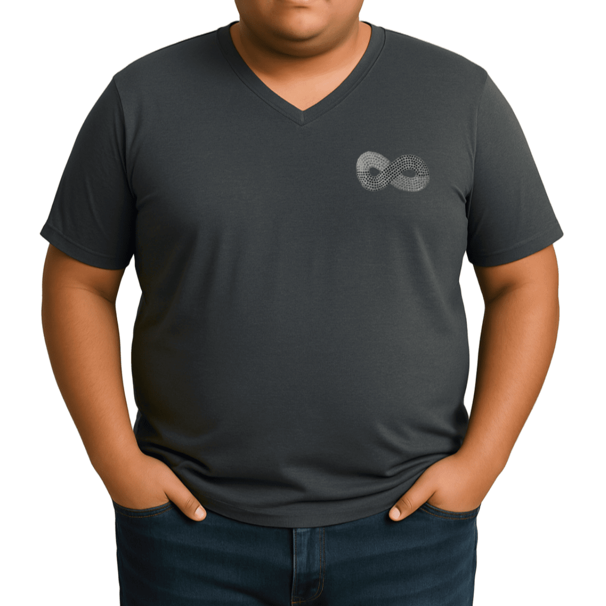 Men's Basic Plus Size T-Shirt Sizes P To G8 Viscolycra Mesh Fabric With V-Neckline And Infinite Stones - View 1
