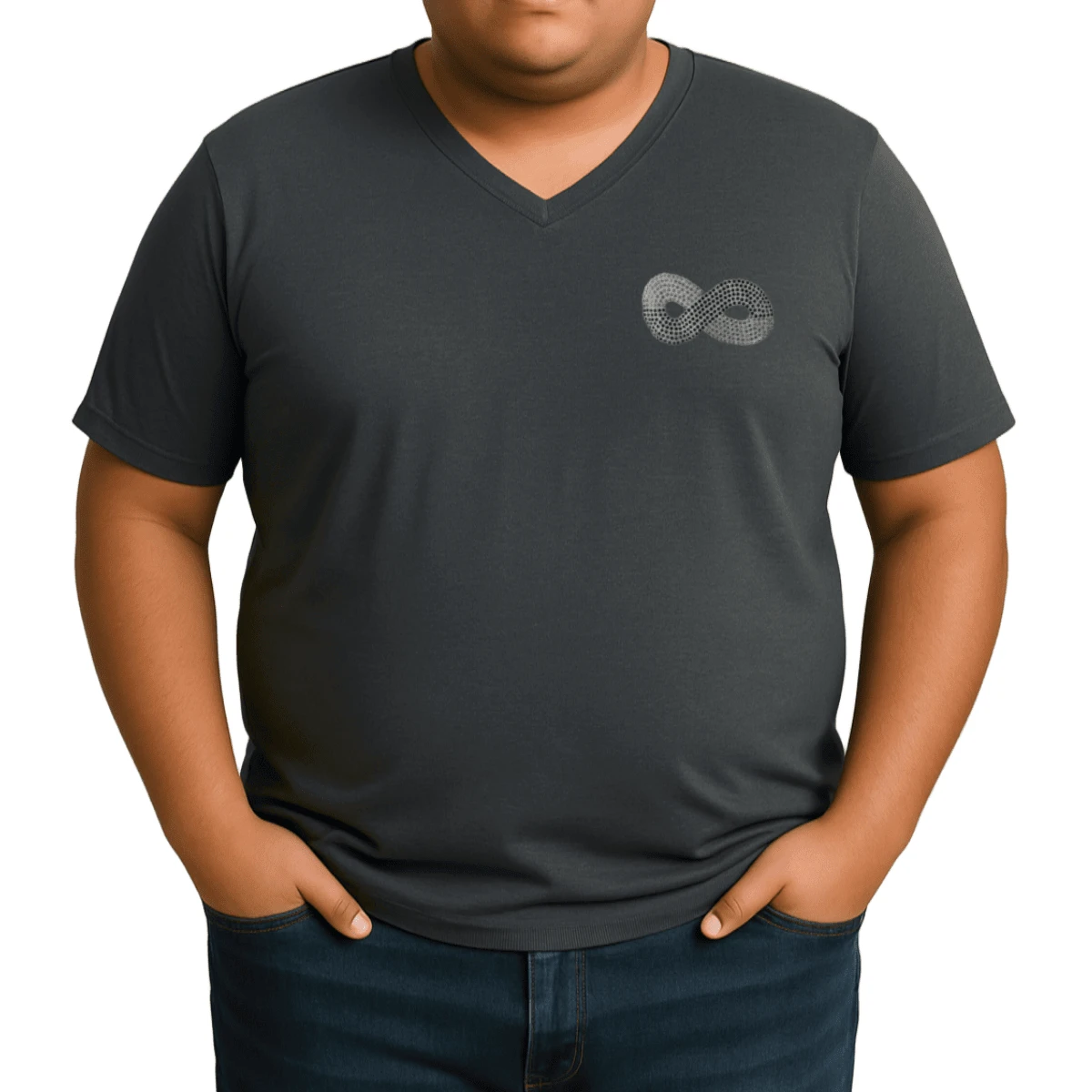 Men's Basic Plus Size T-Shirt Sizes P To G8 Viscolycra Mesh Fabric With V-Neckline And Infinite Stones - 查看 1