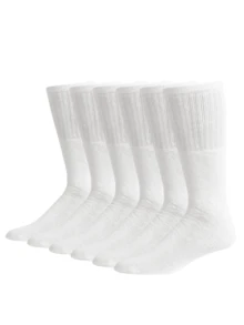 6 Pairs Over The Calf Tube Socks Premium Cushion Sports Athletic Knee High Socks Support Workout Running Socks Comfort Sweat-Absorbing Anti-Slip Comfy Sport Quarter Socks Value Pack - 白色 - 查看 1