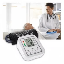 Tensiómetro digital automático de brazo color blanco con función de voz, monitor de presión arterial, dispositivo médico doméstico cuidado de la salud, tecnología avanzada precisa práctico para adultos mayores - Blanco - Ver 4