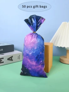 50 Pcs Colorful Starry Sky Gift Bags, Plastic Glass Paper Gift Bags, Mysterious Starry Sky Themed Gift Packaging Bags, Storage Bags, Colorful Starry Sky Gift Bags, Suitable For Party Decoration, Birthday Party Decoration, Wedding Party Decoration, Baby Party Decoration, Bridal Shower Packaging Bags, Party Gift Packaging Bags, Christmas Party Decoration Supplies