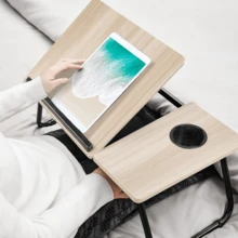 Lislark Klappbarer Laptop-Betttabletttisch, höhen- und winkelverstellbarer Laptop-Betttisch, Laptoptisch für Bett/Sofa/Sofasessel/Boden, Laptop - Aprikosenfarben - Übersicht 5