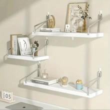 [Trang trí phòng Giáng sinh] 1 kệ gỗ treo tường đơn giản theo phong cách Bắc Âu, giá để đồ treo tường, kệ gỗ nổi, đồ dùng sắp xếp cho phòng khách, phòng ngủ, phòng tắm, trang trí nhà cửa, trang trí tường - trắng - Xem 11