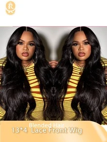 (鲍勃假发 6-16 英寸长假发 18-36 英寸)混合头发由人类混合头发与合成纤维和蛋白质细丝混合而成 13x4 身体波浪人发混合假发未加工 180% 身体波浪发蕾丝前假发蕾丝身体波浪蕾丝前假发女士热友好型化妆全边缘身体假发婴儿头发预拔弹性假发 Ncy 假发 - SNatural - 查看 2