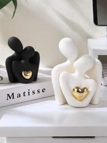 قطعة واحدة تمثال فني مطلي بالذهب بشكل قلب، ديكور لأزواج متعانقين، مناسب لديكور المنزل والغرفة والمكتب والطلاب، أفضل هدية، ديكورات الربيع والكريسماس، تخزين، ديكور الزفاف، ديكور المنزل، منظم المجوهرات، ديكورات الحفلات - متعدد الألوان - مشاهدة 1