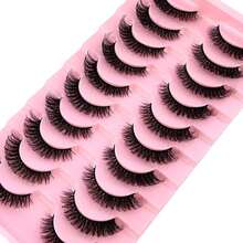 10pairs 5d Mink Fur False Eyelashes,Crossed & Voluminous Natural And Dramatic Lashes - 黑色 - 查看 5