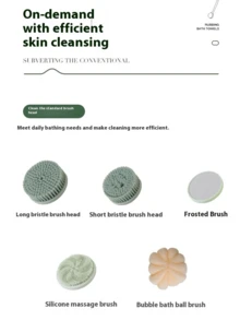 GENAI Electric Body Scrubber With Replaceable Heads, Long Handle, Powerful Motor & Gentle Bristles, Deep Cleansing & Exfoliating Brush For All Skin Types