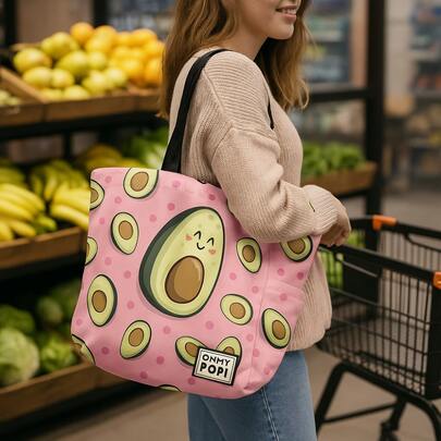  Fashion Beach Shopping Bag Oh My Pop! Pink Avocado 46x35x10 Cm
