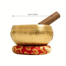 Authentic Nepalese Sanskrit Singing Bowl Set - Copper Bell For Yoga, Meditation & Therapy, Relaxing Sound Tool, Includes Wooden Mallet And Cushion - Perfect Spiritual Gift For Men & Women, Healing, Chakra Balancing, Mindfulness, Relaxation, Spiritual Growth - Comes With Wooden Mallet For Therapy, Stress Relief And Relaxation - Ideal For Yoga, Spiritual Practices And Therapy - Multicolor - View 6