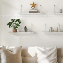 [Trang trí phòng Giáng sinh] 1 kệ gỗ treo tường đơn giản theo phong cách Bắc Âu, giá để đồ treo tường, kệ gỗ nổi, đồ dùng sắp xếp cho phòng khách, phòng ngủ, phòng tắm, trang trí nhà cửa, trang trí tường - trắng - Xem 3