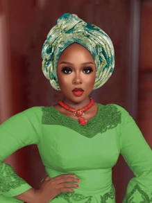 1件装女士多层箔纸蝴蝶结头巾发套睡眠帽 - 彩色 - 查看 11