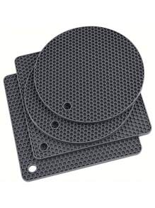 Juego de 4 salvamanteles de silicona - Soportes para ollas resistentes al calor y antideslizantes, almohadillas calientes de cocina, tapete de silicona duradero para platos, abrebotellas y posavasos de uso múltiple