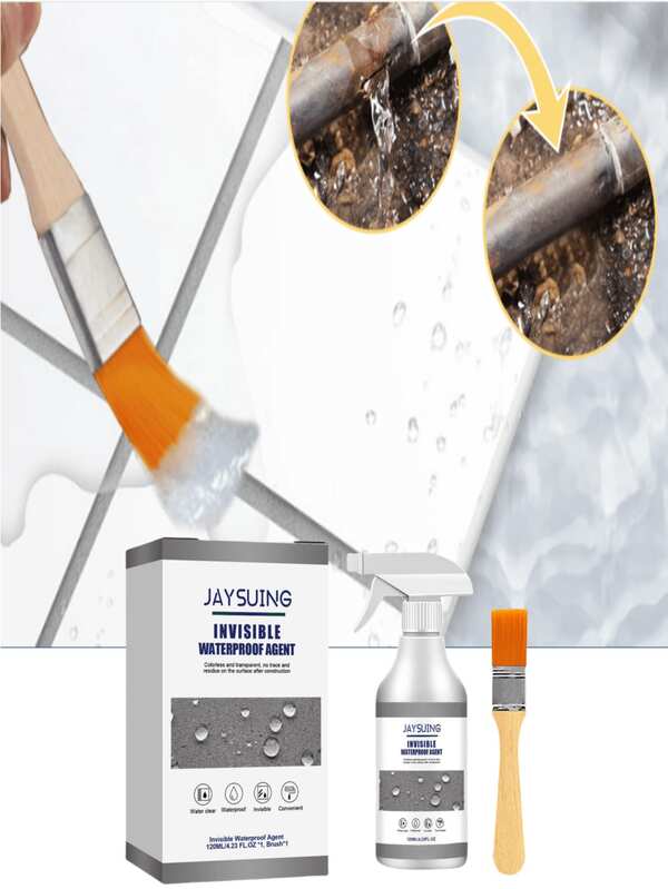 JAYSUING 300g Sellador impermeable (con cepillo) + 120ml Spray impermeable (con cepillo) - Tecnología Nano, forma una capa protectora, evita salpicaduras de agua y otros impactos, gran capacidad de penetración, penetra a milímetros de profundidad, impermeable incluso con desgaste superficial, sella la base sin dañar la piel y es confiable de usar