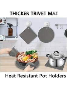 Juego de 4 salvamanteles de silicona - Soportes para ollas resistentes al calor y antideslizantes, almohadillas calientes de cocina, tapete de silicona duradero para platos, abrebotellas y posavasos de uso múltiple