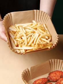 50/100pcs High Quality Air Fryer Parchment Paper - Thick, Non-Stick, Suitable For 2-8L Air Fryers - Essential Kitchen & Dining Accessory For Frying, Baking And Microwaving, Practical Air Fryer Liners, Ideal For Baking Cakes