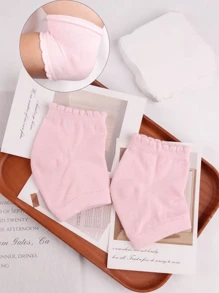 2件装护肘保湿套肘部凝胶覆盖脚跟袜肘套护肘适用于SPA保湿干裂皮肤护理 - 粉色 - 查看 5