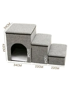 Simple Solid Color Foldable Pet Nest Stairs Two In One Pet Ladder Cat And Dog Stairs Teddy Thickened Sponge Ladder Foldable Cat And Dog Stairs Foldable Pet Stairs - Without - View 5
