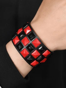 Yanxyad Punk Rock Spiked Studded Bracelets For Men Women, Punk Leather Cuff Bracelet, Adjustable PU Leather Wristband For Men Women, Gothic Halloween Accessories Bracelets Gifts