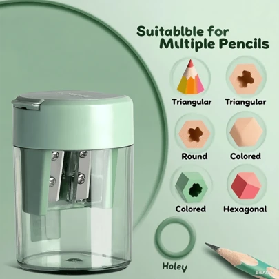 晨光双孔卷笔刀削屑盒装1个，轻松旋转卷笔刀，便携式学生卷笔刀，木质杆铅笔刀APS912D4，小巧方便携带，适合学生和办公室用户，返校用品