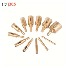 12pcs Diamond Coated Drill Bit Set, 6-35mm, Suitable For Drilling Holes On Marble, Ceramic Tiles, Home Improvement Tools