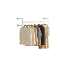 8TH-ST  Industrial Pipe Clothes Rack, 50 Inch Wall Mounted Clothing Rack, Space-Saving Hanging Closet Rod, Heavy Duty Multi-Purpose Garment Rack For Closet And Laundry Room(4 Bases), White TYJ002W - trắng - Xem 4