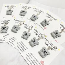 5 件/10 件考拉主题钥匙扣，配有励志卡片 - 由树脂制成，创意设计 - 送给老师、教练、导师、父母和朋友的完美感谢礼物，时尚、优雅、简约，是向母亲和父亲表达感谢的配饰。适合女性 - 白色 - 查看 2