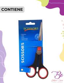 Tijeras Negro Rojo Escolar Casa U Oficina - Negro - Ver 3