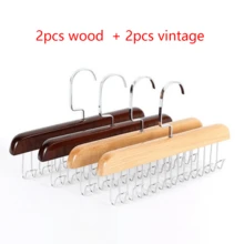 Sturdy Wooden Belt Hanger With 360 " Swivel Hook And Solid Wood Construction For Belts, Bras,Hats And Vests-Ideal For Wardrobes, Dorm Rooms And Apartments - 混合顏色 - 查看 1