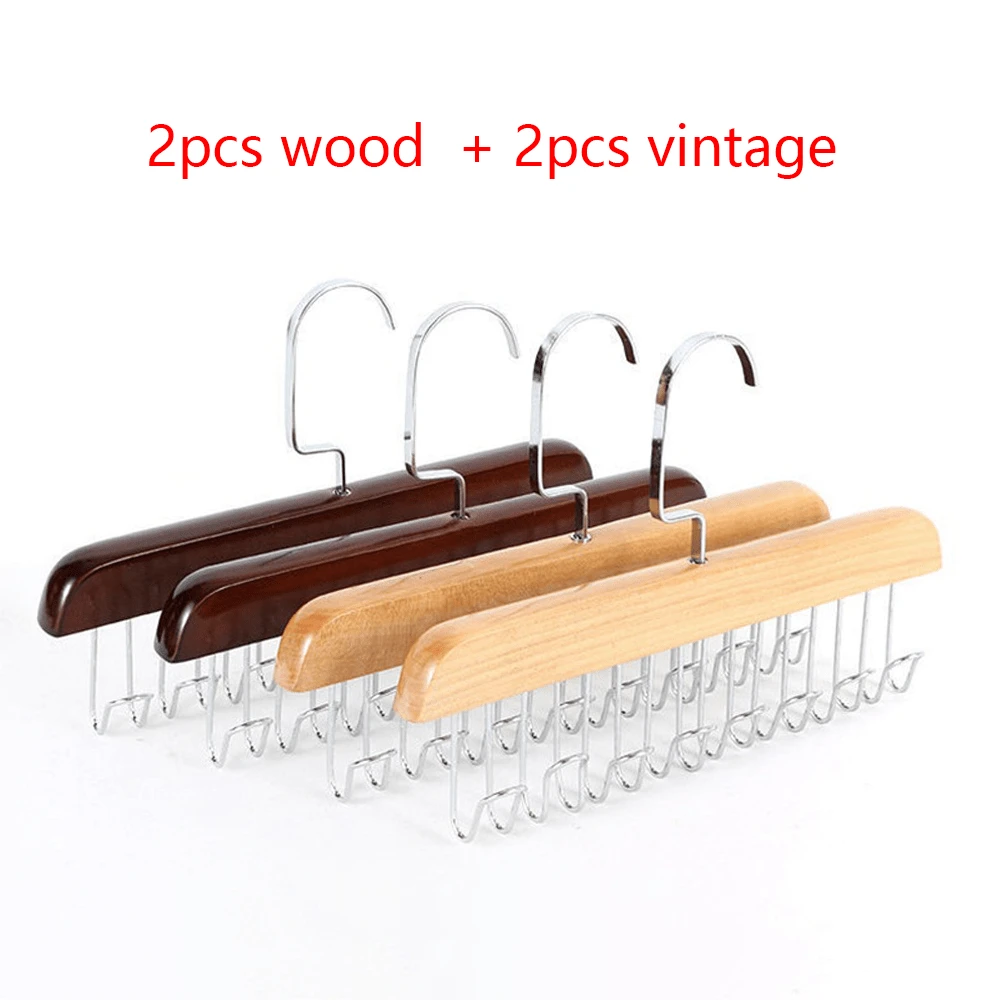 Sturdy Wooden Belt Hanger With 360 " Swivel Hook And Solid Wood Construction For Belts, Bras,Hats And Vests-Ideal For Wardrobes, Dorm Rooms And Apartments - 混合顏色 - 查看 1