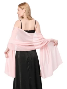 1pc Fashion Evening Dress Shawl, Lightweight Shawl, Extra Long Bridal Shawl For Women, Suitable For Wedding Party - A - View 5