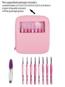 1) 8pcs Gradient Pink Soft Handle Crochet Hooks/Knitting Needles For Sweater, Scarf DIY, Size 2.5-6.0mm