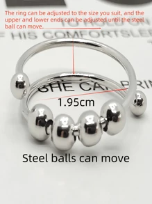1 Stück einzigartiger drehbarer Doppelkugelring aus Edelstahl, Angsthilfe-Ring für Frauen, Goldschmuck