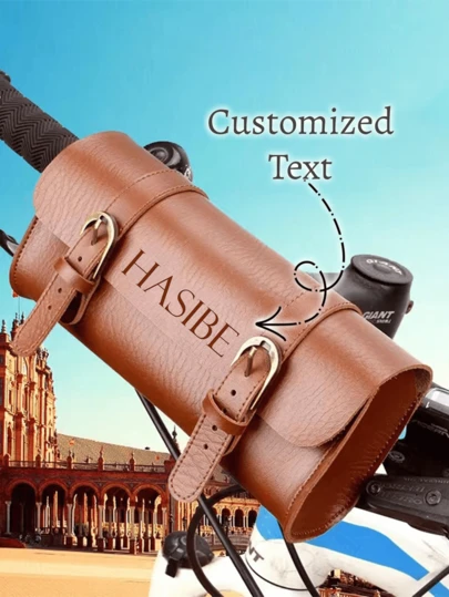 Bolsa personalizada para manillar de bicicleta retro | Bolsa frontal personalizada apta para bicicleta de montaña, bicicleta plegable, scooter eléctrico | Bolsa de almacenamiento para ciclismo con nombre