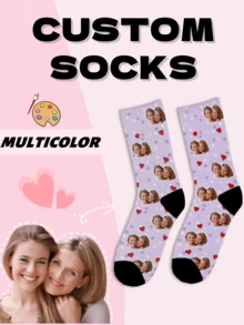 1pc Unisex With Customizable Face - Print Feature, For Personalized Fashion, Fun And Custom Style, Socks, Suitable For Daily Wear And Gifting Occasions