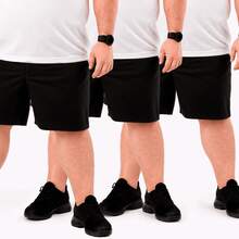 Kit 3 Bermudas Tactel Plus Size Masculino - Esportes Casual - 3 Preto - Visão 2