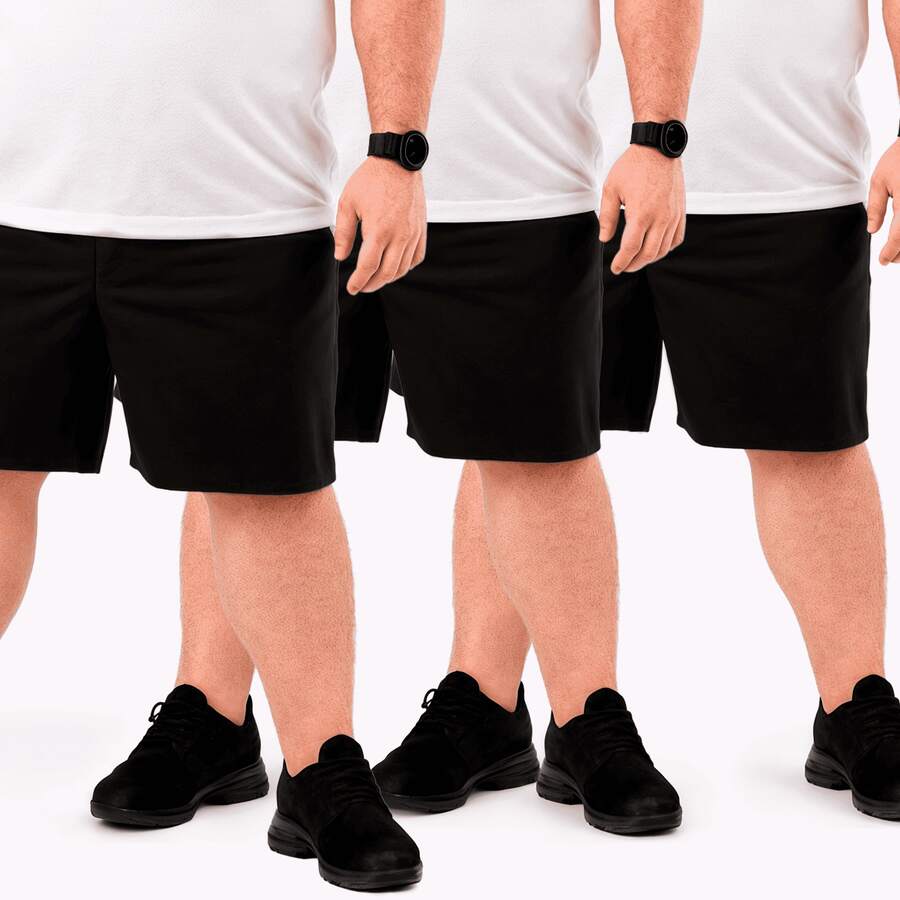 Kit 3 Bermudas Tactel Plus Size Masculino - Esportes Casual