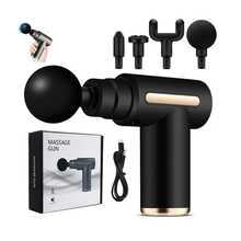 Portable Handheld Electric Massage Gun, Mini Massage Gun, 1200mAh Rechargeable Lithium Battery, 4 Accessories, 6-Speed Deep Tissue Massage, Suitable For Body, Back, Neck - USB Charging, Travel Essentials - 黑色 - 查看 1