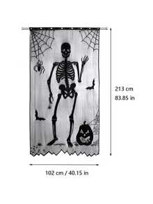 1 件万圣节装饰骷髅、蝙蝠图案窗帘、门帘、窗帘，用于万圣节门帘装饰、家居装饰、派对用品万圣节派对 - 彩色 - 查看 6